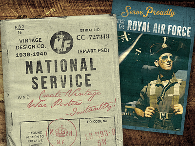 National Service - War Poster Kit creative market halftone ink lettering press print textures typography