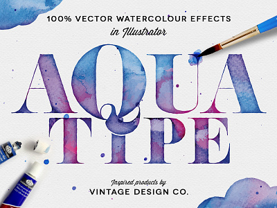 AquaType brush effects illustrator inks paint textures vector watercolor watercolour