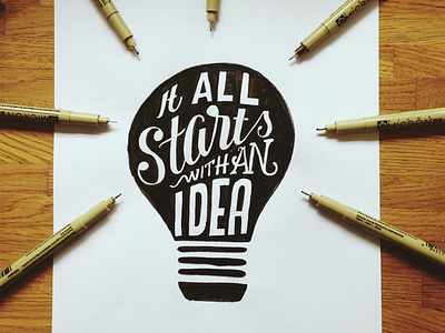 It all starts with an idea brush calligraphy hand lettering ink lettering marker pen sharpie type typography