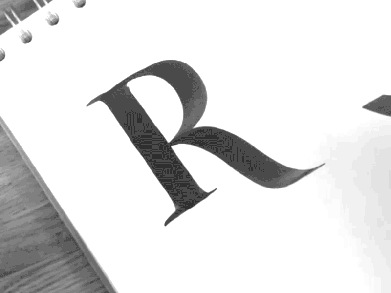 Roman 'R' brush calligraphy hand lettering lettering sketchbook typography