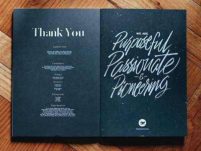 Purposeful, Passionate & Pioneering brush calligraphy hand lettering hope for justice lettering segment magazine typography