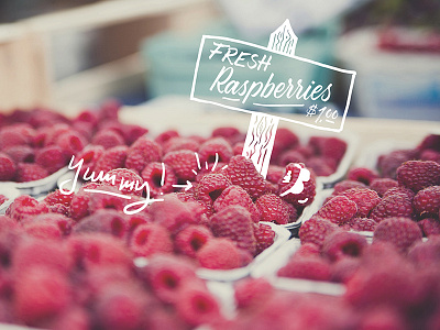 Fresh Raspberries brush calligraphy doodling fruit hand lettering lettering supermarket typography
