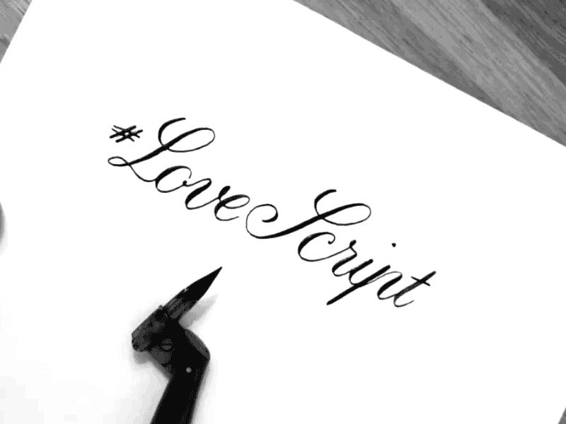 Love Script calligraphy hand lettering ink learning script tutorial