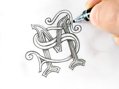 MS Monogram brush calligraphy hand lettering lettering monogram typography