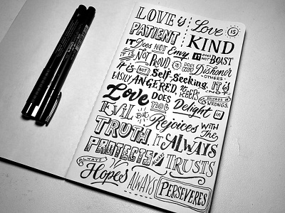 Love is Patient... calligraphy hand drawn hand lettering lettering paper sketch typography