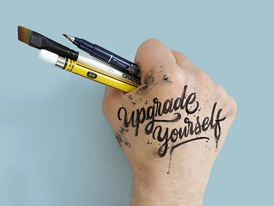 Upgrade Yourself brush script calligraphy hand lettering illustrator letter lettering photoshop procreate type typography vector