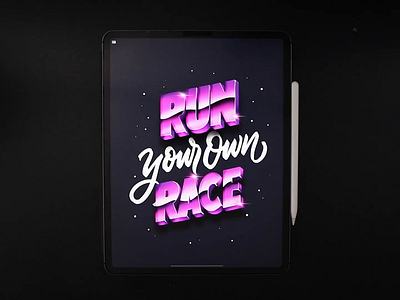 Run your own Race calligraphy hand lettering lettering procreate typography video