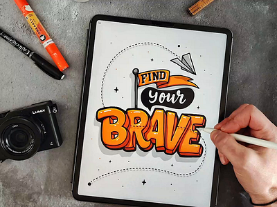 Find Your Brave calligraphy hand lettering lettering procreate typography