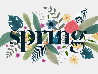 Spring flowers flowers foliage green illustration leaf procreate spring type