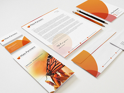 Maia Partners Branding & Identity Mock Up abstract branding business cards butterfly envelopes identity letterhead logo stationary visual identity