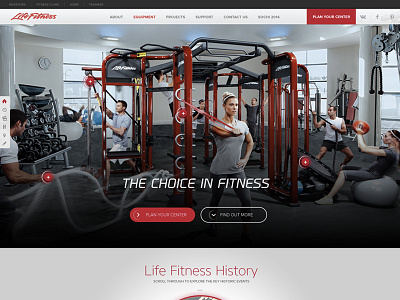 Life Fitness Header Section Graphic fitness gym header interactive menu ui web web site