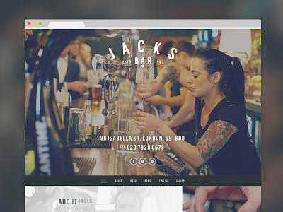 Jack's Pub Website bebas flat design food header icons menu modern vintage web web design website