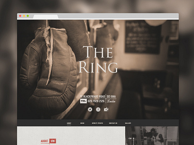 The Ring Pub Website boxing food header icons menu textures traditional vintage web web design website