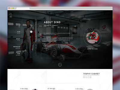 Dino Zamparelli Inner Page car garage header interface overlay racing tech ui ux web web design website