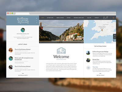 Discover Clifton Village clean grid homepage minimal responsive tourism website