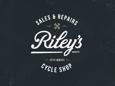 Riley's Cycles Branding Graphic badge branding custom type graphic grunge logo script t shirt textured type typography vintage