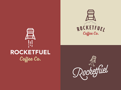 Rocketfuel Branding Concepts branding coffee icon illustration lettering logo rocket script type typography vintage