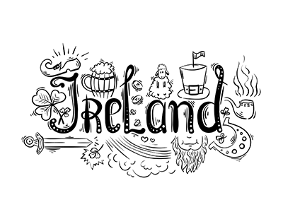 Ireland! One of vector sets of countries lettering and sketches