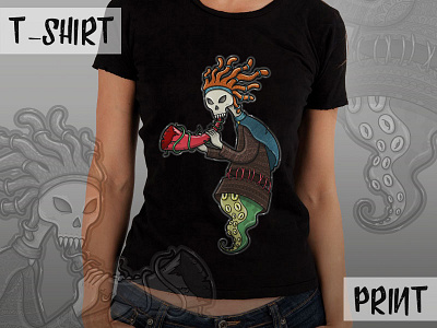 T-shirt print design. Horror style Kokopelli, vector behance character design ghost god kokopelli print t shirt tattoo textile vector
