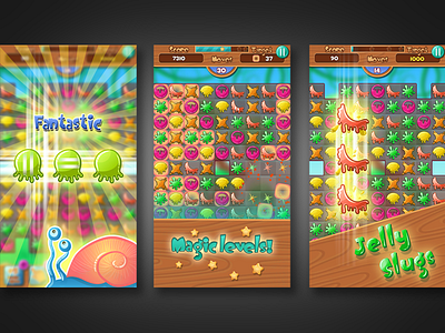 Jelly Slugs - match 3 game android arcade art behance free game jelly levels match 3 mobile puzzle