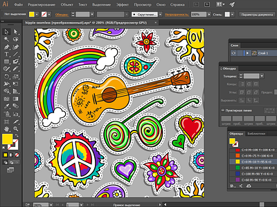 Woodstock time! Hippie cartoon style cheerful vector work