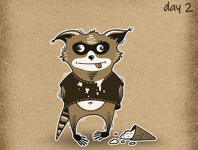 Crazy Raccoon for Inktober 2019! Day 2 2d animal art cg character concept day2 design illustraion illustration illustrator ink inktober inktober2019 madness mascot photoshop raccoon stupid vector