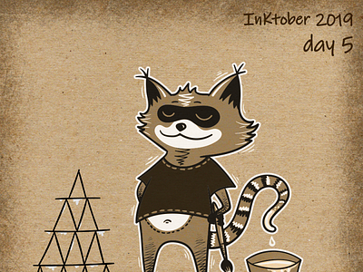 Inktober Raccoon adventutes! Day 5 - building