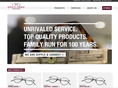 Optician homepage WIP homepage