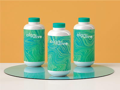 Algalive bottles 3d bottles chlorella cinema4d green logo marble package pattern