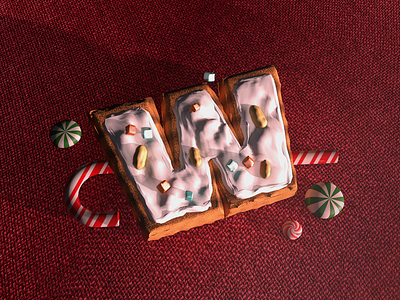 WORTHy Ginger Bread 3d candy christmas cinema4d cookie ginger typography w
