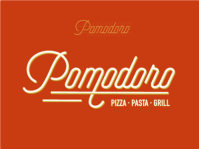 Pomodoro cafe lettering pizza red tomato vintage