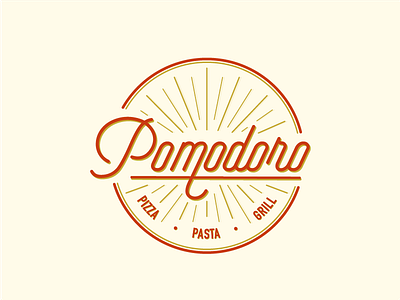 Pomodoro cafe heritage lettering logo pizza red round vintage