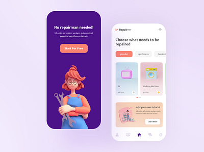 Repaireer App UI/UX application design figma graphic design ui ux