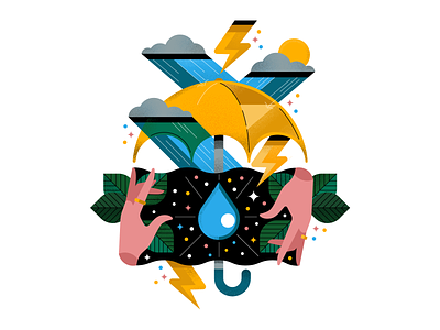 Finally getting some rain collage design holt510 illustration illustrator oakland rain san francisco texture umbrella