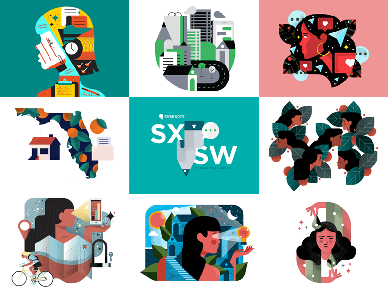 🙌Top 9 Of 2018 🙌 character dribbble evernote hellosign illustration leaves oakland san francisco sf bay area sxsw texture top 9