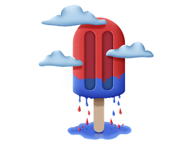 Its Raining Popsicle! blue clouds drawing illustraion popsicle rain red