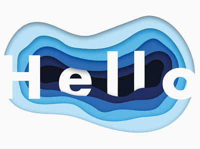 Hello blue geode hello letters papercut typogaphy