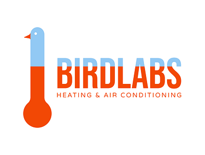 BIRDLABS air conditioning bird bird logo blue design heating logo red thermometer