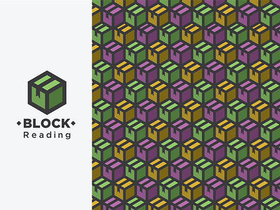 Block Reading Isometric Logo bookmark boxes branding cubes isometric logo logo pattern reading