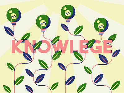 KNOWLEGE design growth illustration knowledge leaves lightbulb limited color palette plants thinkific