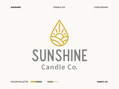 Sunshine Candle Co. - Final Logo brand design brand identity design branding candle candle brand candle company gold logo logo design raindrop sun