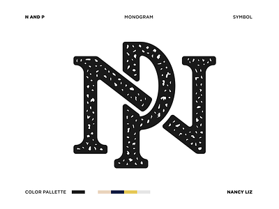 Monogram Design black and white design initials letter n letter p letters monogram serif serif letters texture