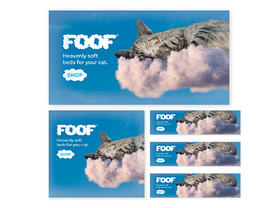 Fluffy Cat Ads ad advert brand brand identity branding cat clouds digital digital ad facebook ad fluffy fuzzy heaven heavenly pet pet brand sky soft web ad