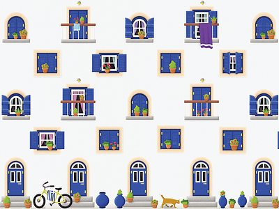 Greece Pattern architecture blue design europa greece illustration pattern plants surface windows