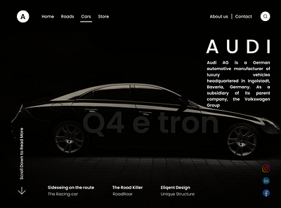 Audi Home page Design concept branding design typography ui