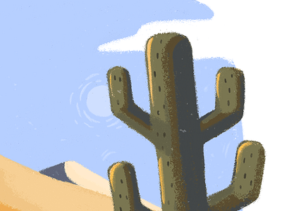 Triad 2 - Detail 2 art cactus desert design digital painting draw illustration mural sky sun wall warm