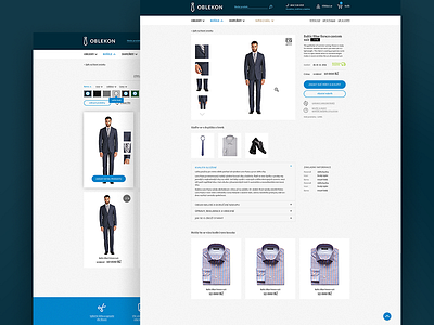 Oblekon Web Design blue branding clean minimalistic store suite tailor ui web