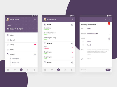 To Do App flat color mobile mobile app mobile screens purple task task management team team chat to do ui ux