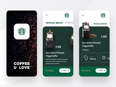 Starbucks - Mobile app concept coffee coffee bean concept design ecommerce ecommerce app ecommerce mobile app green interface design love mobile app mobile ui starbucks ui ux visual design