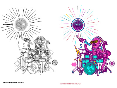 Rock drummer illustration（摇滚鼓手插画） branding illustration